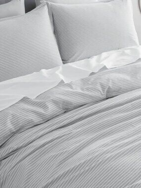 Joss & Main Allyssa Cotton Percale Striped Duvet Cover - Queen